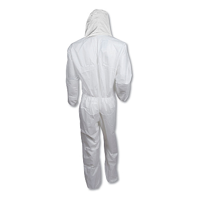 KleenGuard A30 Elastic Back and Cuff Hooded Coveralls, Medium, White, 25/Carton (KCC46112)
