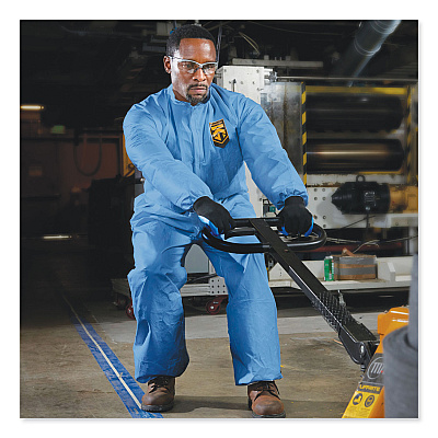 KleenGuard A60 Elastic-Cuff, Ankle and Back Coveralls, Large, Blue, 24/Carton (KCC45003)