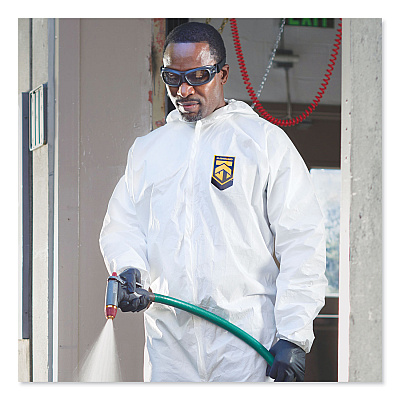 KleenGuard A40 Elastic-Cuff and Ankle Hooded Coveralls, 4X-Large, White, 25/Carton (KCC44327)