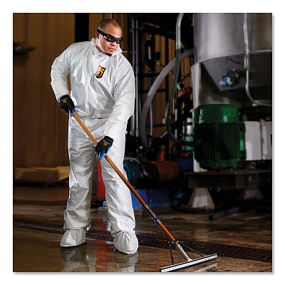 KleenGuard A40 Elastic-Cuff, Ankle, Hood and Boot Coveralls, 4X-Large, White, 25/Carton (KCC44337)