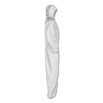KleenGuard A30 Elastic Back and Cuff Hooded Coveralls, 3X-Large, White, 21/Carton (KCC46116)