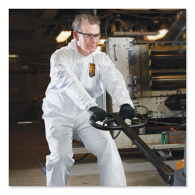KleenGuard A40 Elastic-Cuff, Ankle, Hooded Coveralls, 3X-Large, White, 25/Carton (KCC44326)