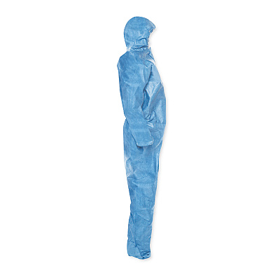 KleenGuard A20 Elastic Back Wrist/Ankle Hooded Coveralls, Large, Blue, 24/Carton (KCC58513)