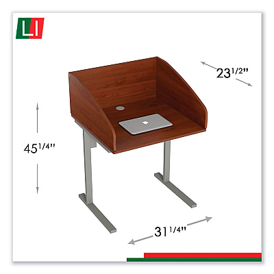 Linea Italia Study Carrell Starter Unit, 2-Leg, 31.25 x 23.5 x 45.25, Cherry (LITSC801CH)