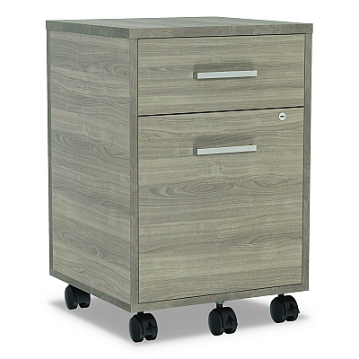 Linea Italia Urban Mobile File Pedestal, Left or Right, 2-Drawers: Box/File, Legal/A4, Natural Walnut, 16" x 15.25" x 23.75" (LITUR610NW)