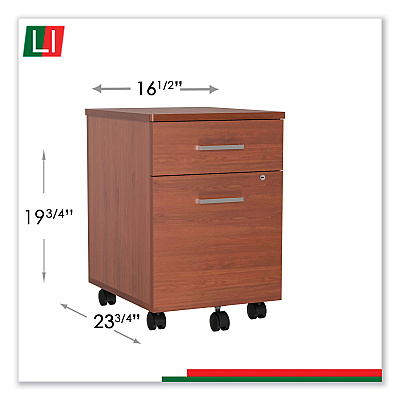 Linea Italia Trento Line Mobile Pedestal File, Left or Right, 2-Drawers: Box/File, Legal/Letter, Cherry, 16.5" x 19.75" x 23.63" (LITTR752CH)