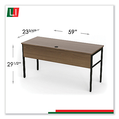 Linea Italia Urban Series Desk Workstation, 59" x 23.75" x 29.5", Natural Walnut (LITUR601NW)