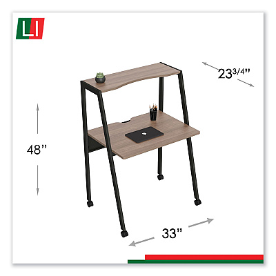 Linea Italia Kompass Flexible Home/Office Desk, 33" x 23.75" x 48", Natural Walnut (LITSH764NW)