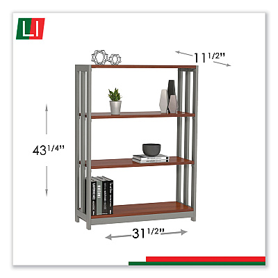 Linea Italia Trento Line Bookcase, Three-Shelf, 31.5w x 11.5d x 43.25h, Cherry (LITTR735CH)