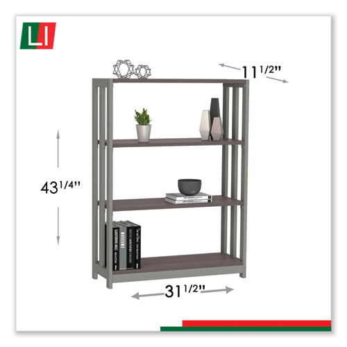 Linea Italia Trento Line Bookcase, Three-Shelf, 31.5w x 11.63d x 43.25h, Mocha (TR735MOC)