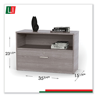 Linea Italia Urban 36" Credenza, Bottom Pedestal, 35.25w x 15.25d x 23.75h, Ash (LITUR604ASH)