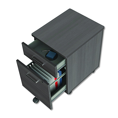 Linea Italia Trento Line Mobile Pedestal File, Left or Right, 2-Drawers: Box/File, Legal/Letter, Mocha, 16.5" x 19.75" x 23.63" (LITTR752MOC)