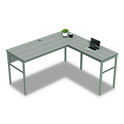 Linea Italia Urban Series L- Shaped Desk, 59" x 59" x 29.5", Ash (LITUR602ASH)