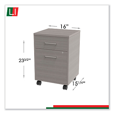 Linea Italia Urban Mobile File Pedestal, Left or Right, 2-Drawers: Box/File, Legal/A4, Ash, 16" x 15.25" x 23.75" (LITUR610ASH)