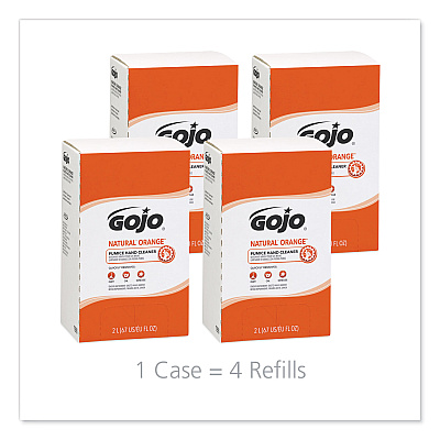 GOJO NATURAL ORANGE Pumice Hand Cleaner Refill, Citrus Scent, 2,000 mL, 4/Carton (GOJ7255)