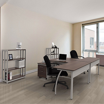Linea Italia Trento Line L-Shaped Desk, 59.13" x 59.13" x 29.5", Cherry (LITTR737CH)