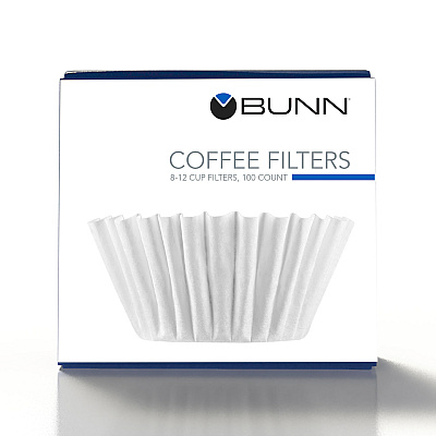 BUNN Coffee Filters, 8 to 12 Cup Size, Flat Bottom, 100/Pack (BUNBCF100B)
