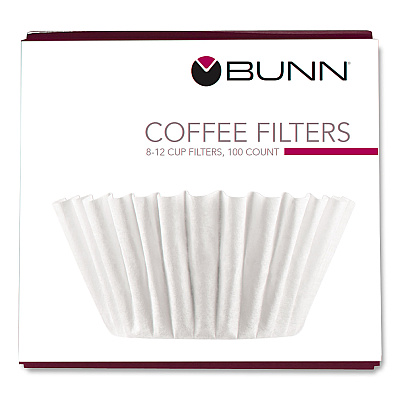 BUNN Coffee Filters, 8 to 12 Cup Size, Flat Bottom, 100/Pack, 12 Packs/Carton (BUNBCF100BCT)