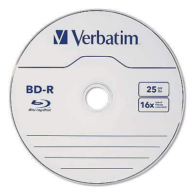 Verbatim BD-R Blu-Ray Disc, 25 GB, 16x, White, 10/Pack (97238)