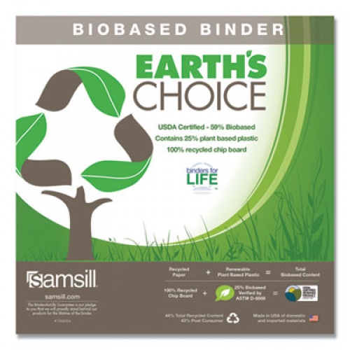 Samsill Earth's Choice Biobased Economy Round Ring View Binders, 3 Rings, 4" Capacity, 11 x 8.5, Purple (17398)