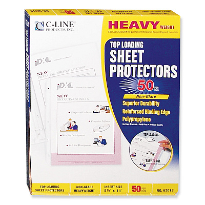 C-Line Heavyweight Polypropylene Sheet Protectors, Non-Glare, 2", 11 x 8.5, 50/Box (CLI62018)