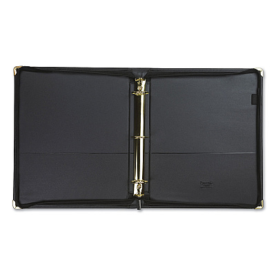 Samsill Classic Collection Zipper Ring Binder, 3 Rings, 1.5" Capacity, 11 x 8.5, Black (SAM15250)