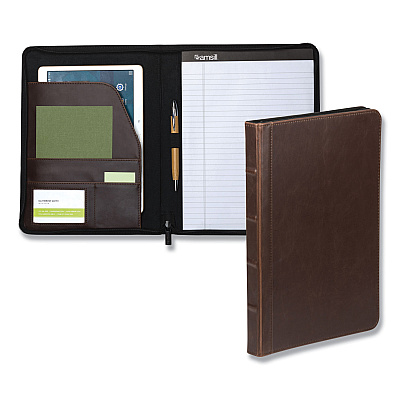 Samsill Vintage Hardback Zipper Portfolio, Vinyl, Dark Brown, 11 x 8.5 (SAM70836)