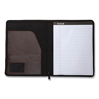 Samsill Vintage Hardback Zipper Portfolio, Vinyl, Dark Brown, 11 x 8.5 (SAM70836)