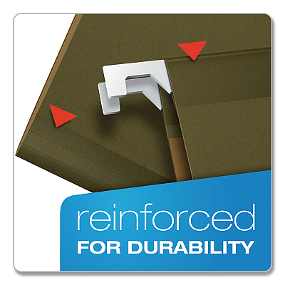 Pendaflex Ready-Tab Reinforced Hanging File Folders, Legal Size, 1/6-Cut Tabs, Standard Green, 25/Box (PFX42591)