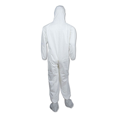 KleenGuard A45 Liquid/Particle Protection Surface Prep/Paint Coveralls, Hood, Elastic Wrist/Ankles, Boots, 4XL, White, 25/Carton (KCC48977)