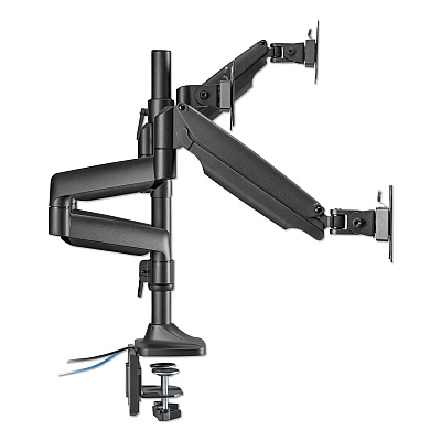 Alera AdaptivErgo Triple Arm with USB for 32" Monitors, 360 deg Rotation, +90/-90 deg Tilt, 90 deg Pan, Black, Supports 15.4 lb (ALEAEMA3H)