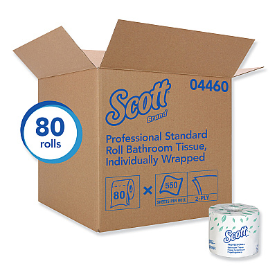 Scott Essential Standard Roll Bathroom Tissue for Business, Septic Safe, 2-Ply, White, 550 Sheets/Roll (KCC04460RL)