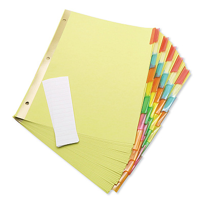 Universal Deluxe Extended Insertable Tab Indexes, 8-Tab, 11 x 8.5, Buff, Assorted Tabs, 6 Sets (UNV21876)