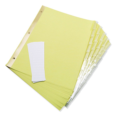 Universal Deluxe Extended Insertable Tab Indexes, 8-Tab, 11 x 8.5, Buff, Clear Tabs, 6 Sets (UNV21877)