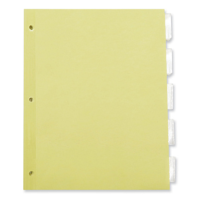 Universal Insertable Tab Index, 5-Tab, 11 x 8.5, Buff, Clear Tabs, 24 Sets (UNV20831)