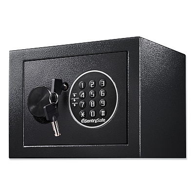 Sentry Safe Electronic Security Safe, 0.14 cu ft, 9w x 6.6d x 6.6h, Black (SENX014E)