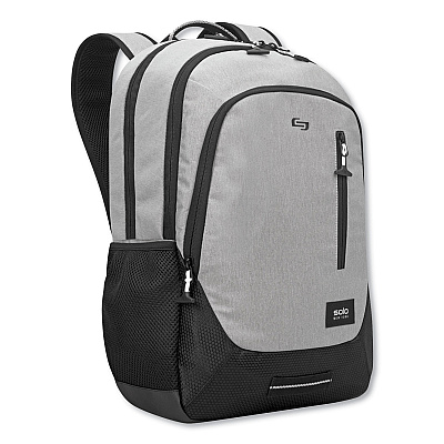 Solo Region Backpack, Fits Devices Up to 15.6", Nylon/Polyester, 13 x 5 x 19, Light Gray (USLVAR70410)