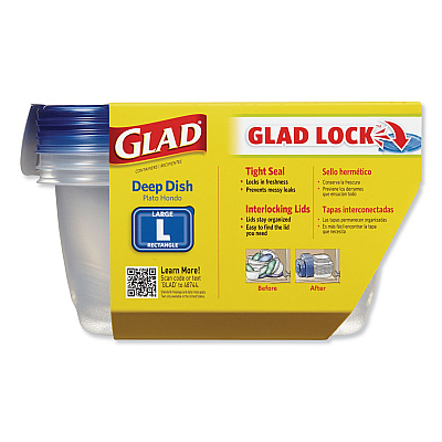 Glad Deep Dish Food Storage Containers, 64 oz, Plastic, 3/Pack (CLO70045PK)