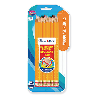 Paper Mate EverStrong #2 Pencils, HB (#2), Black Lead, Gold Barrel, Dozen (PAP2065456)