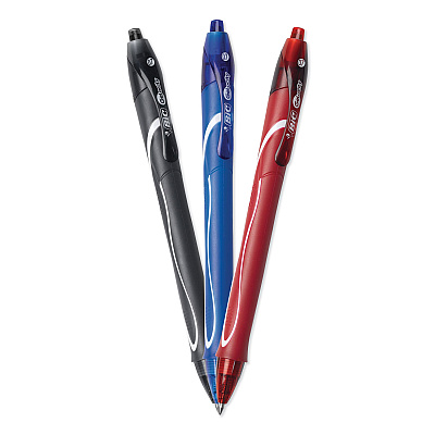 BIC Gel-ocity Quick Dry Gel Pen, Retractable, Fine 0.7 mm, Three Assorted Ink and Barrel Colors, Dozen (BICRGLCG11AST)