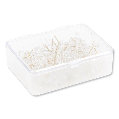 U Brands Standard Push Pins, Plastic, Clear, Clear Head/Gold Pin, 0.44", 100/Pack (UBR3087U0624)