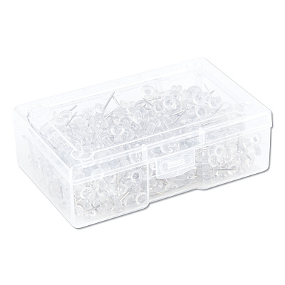 U Brands Standard Push Pins, Plastic, Clear, Clear Head/Silver Pin, 0.44", 200/Pack (UBR3088U0624)