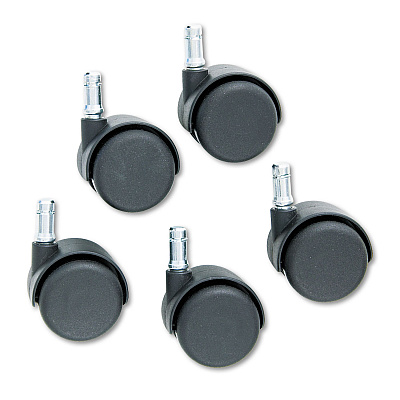 Master Caster Safety Casters, Standard Neck, Grip Ring Type B Stem, 2" Hard Nylon Wheel, Matte Black, 5/Set (MAS64234)