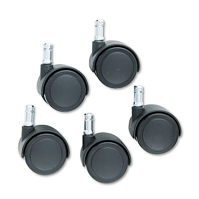 Master Caster Safety Casters, Standard Neck, Grip Ring Type B Stem, 2" Soft Polyurethane Wheel, Matte Black, 5/Set (MAS64334)