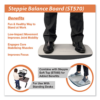 Victor Steppie Balance Board, 22.5w x 14.5d x 2.13h, Two-Tone Gray (VCTST570)