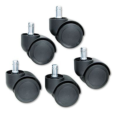 Master Caster Safety Casters, Oversized Neck, Grip Ring Type B Stem, 2" Soft Polyurethane Wheel, Matte Black, 5/Set (MAS64335)