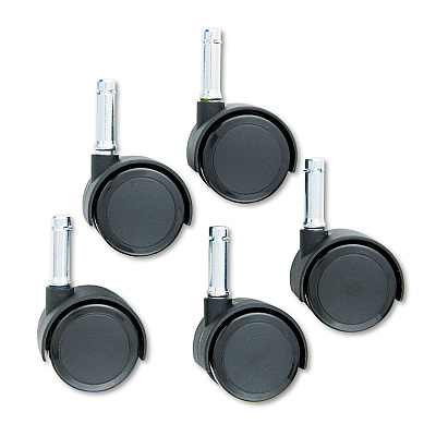 Master Caster Duet Dual Wheels, Grip Ring Type C Stem, 2" Soft Polyurethane Wheel, Matte Black, 5/Set (MAS64526)