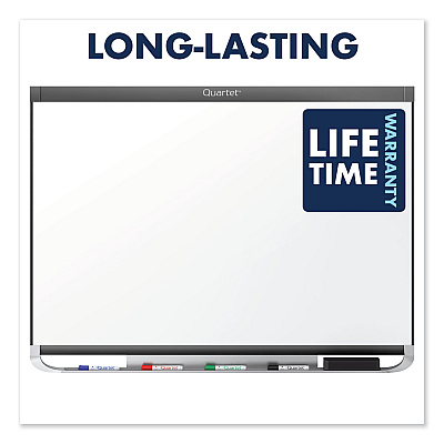 Quartet Prestige 2 DuraMax Magnetic Porcelain, 96 x 48, White Surface, Graphite Fiberboard/Plastic Frame (QRTP558GP2)