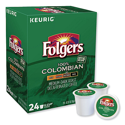 Folgers 100% Colombian Decaf Coffee K-Cups, 24/Box (GMT0570)