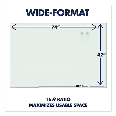 Quartet Element Framed Magnetic Glass Dry-Erase Boards, 74 x 42, White Surface, Silver Aluminum Frame (QRTG7442E)